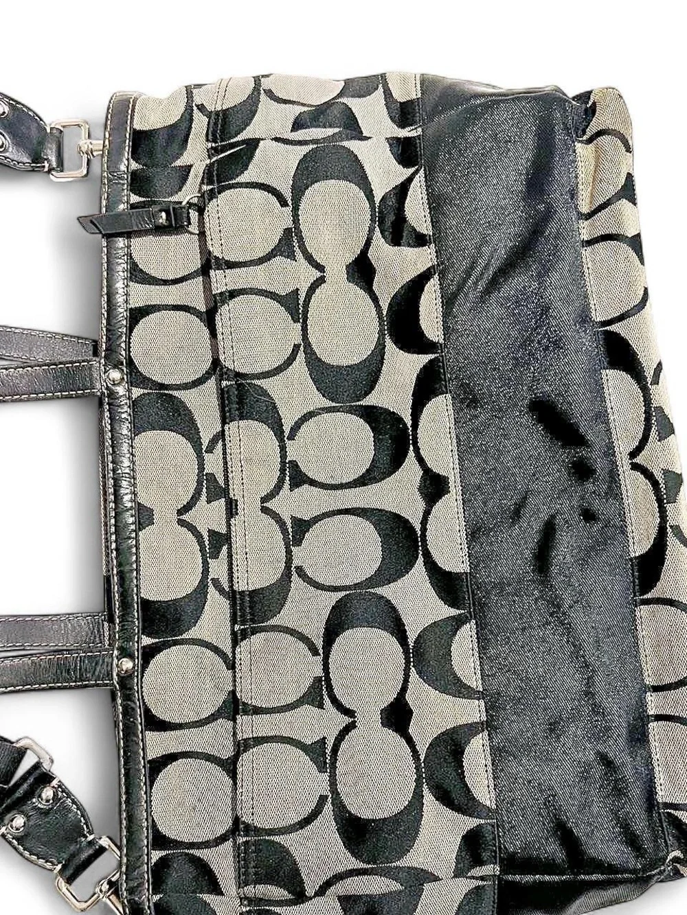 Coach Signature Black and Grey Signature Diaper Bag